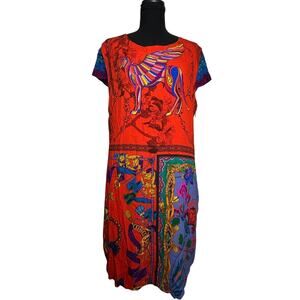 Desigual Koda Dress Size 44 Pegasus Graphic Bold Brocade Print Euro Designer